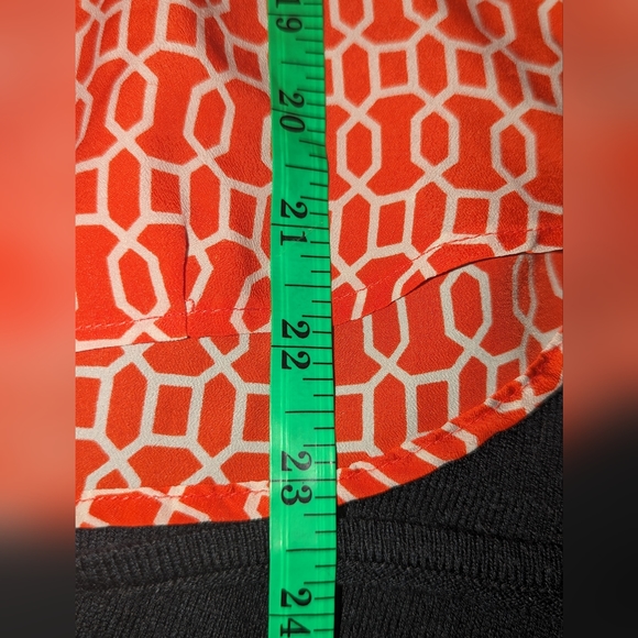 MADE for impulse | Women's sleeveless  Collared Blouse | Orange/Cream | XL - Picture 7 of 8